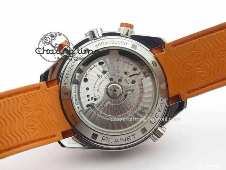 0513 Planet Ocean Master Chrono 45mm SS OM 1:1 Best Edition Black Dial On Orange Rubber Strap A Attractive 8170
